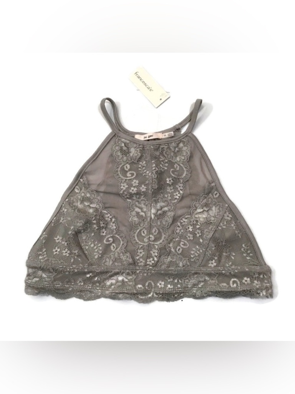 Francesca’s Lace High Neck Crop Top Bralette